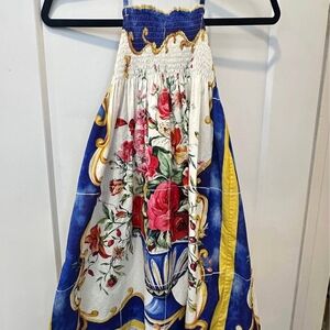 Dolce & Gabbana Kids Dress with Blue and Red Floral Design